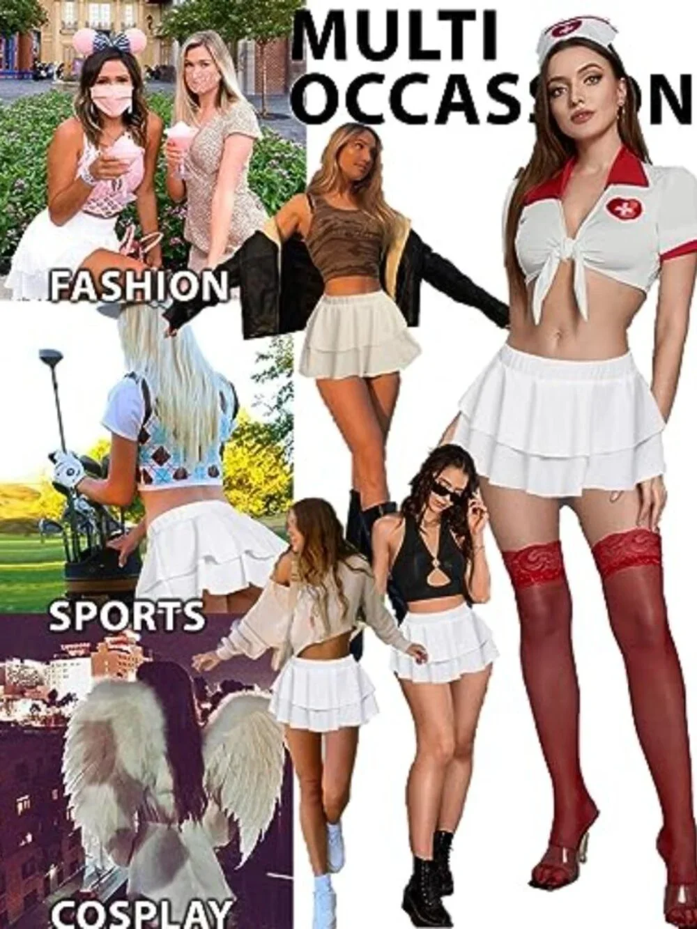 Women's Pleated Mini Skirt Ruffle Y2K Plaid Outfit Cosplay Schoolgirl